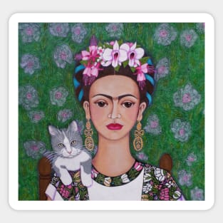 Frida cat lover closer Sticker